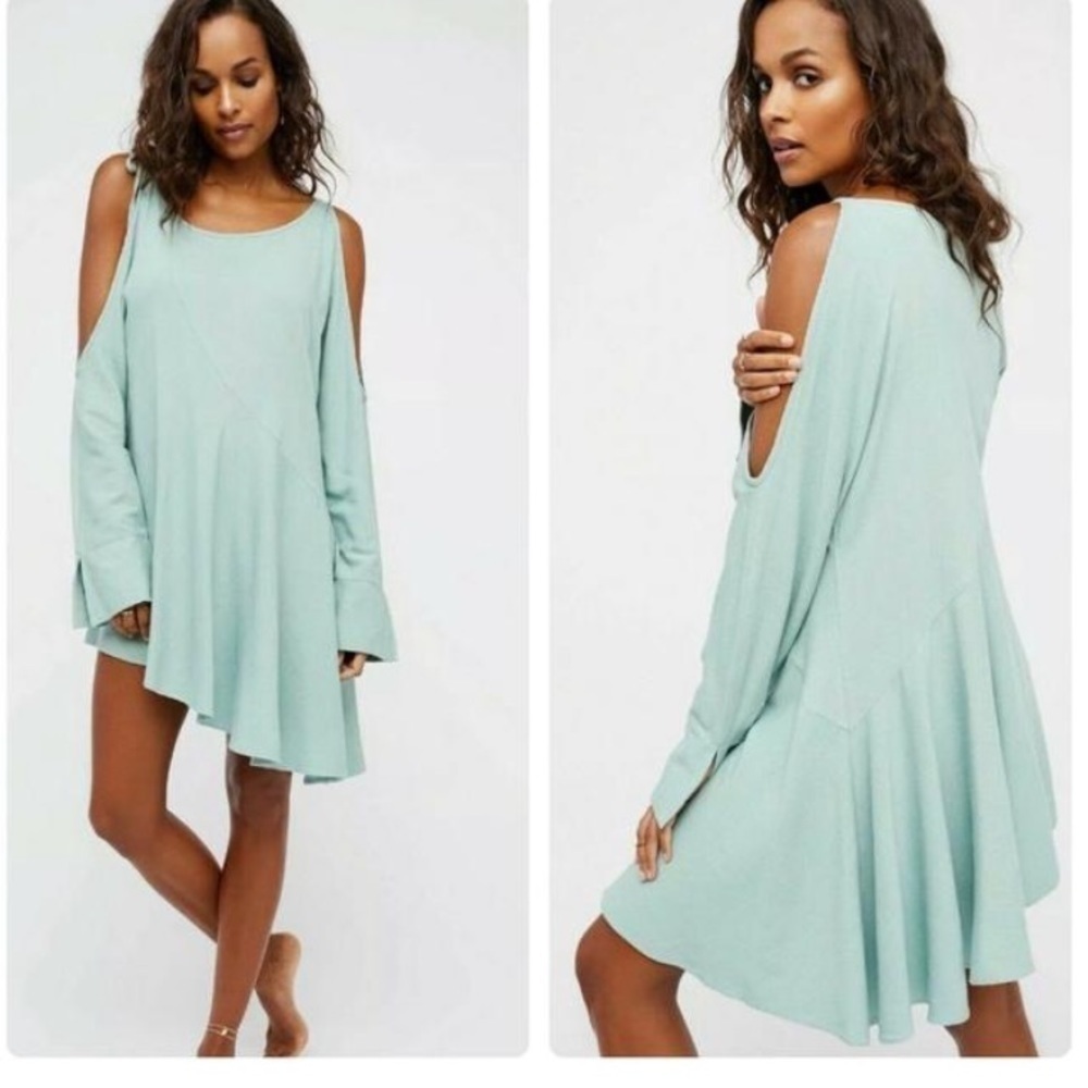 Free People  Mint Clear Skies Cold Shoulder Tunic Size Small NWT